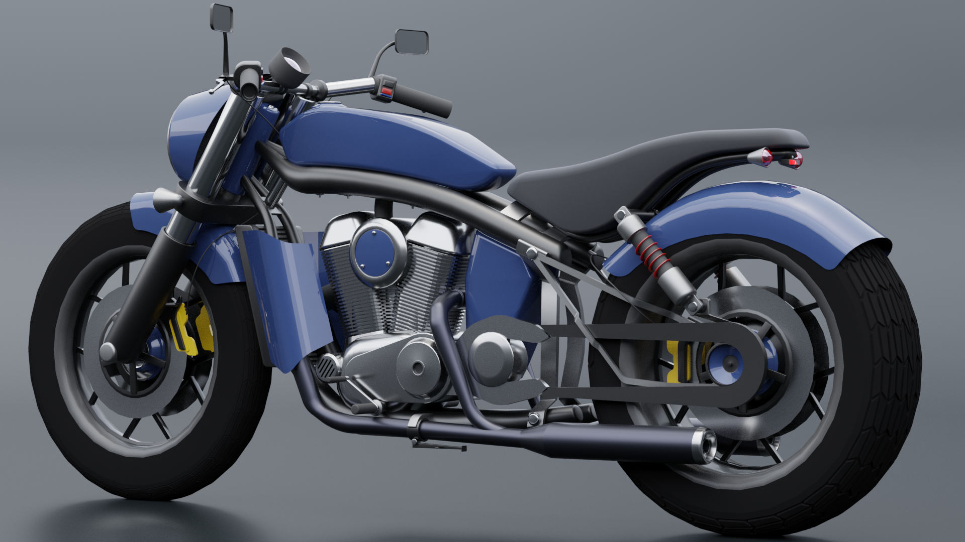 blue Bobber Motorcycle preview image 2